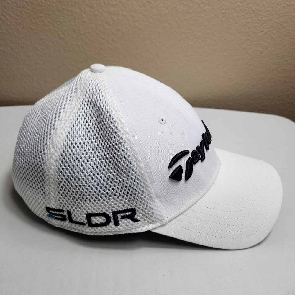 TaylorMade Mens Performance Cage Golf Hat in White-Size L